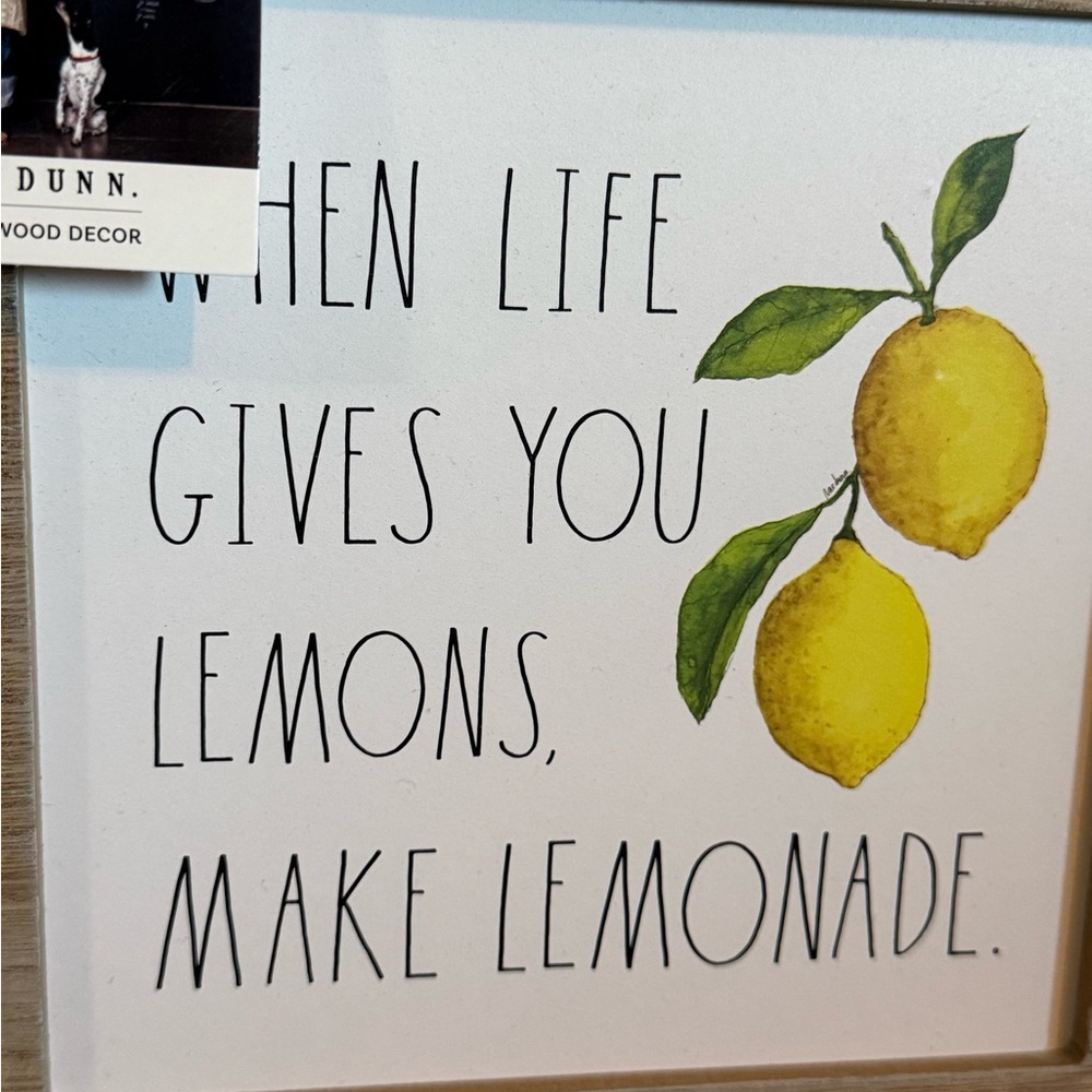 Rae Dunn Lemon Quote Framed Art with Yellow and Green - Picture 2 of 9
